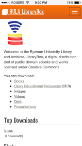 Screenshot of Librarybox
